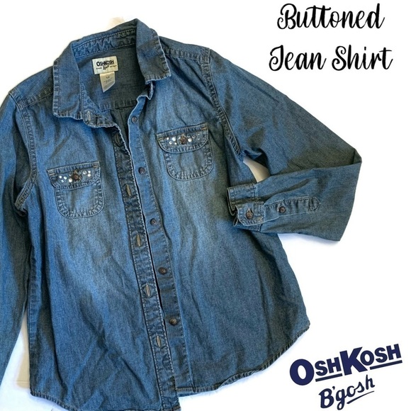 Osh Kosh B’Gosh Jean Bluejean Button Shirt Size 12 - Picture 2 of 4